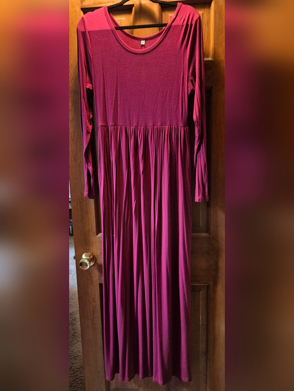 Women’s Long Sleeve Maxi Dress in Berry